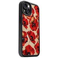 Casimoda iPhone 14 zwarte case - Poppy flowers