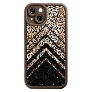 Casimoda iPhone 13 bruine case - Chevron luipaard