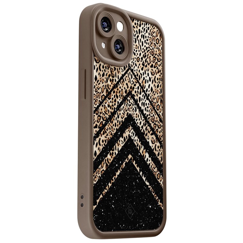 Casimoda iPhone 13 bruine case - Chevron luipaard