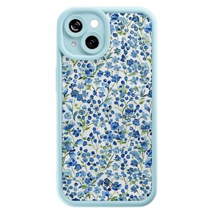 Casimoda iPhone 13 blauwe case - Vintage blue floral