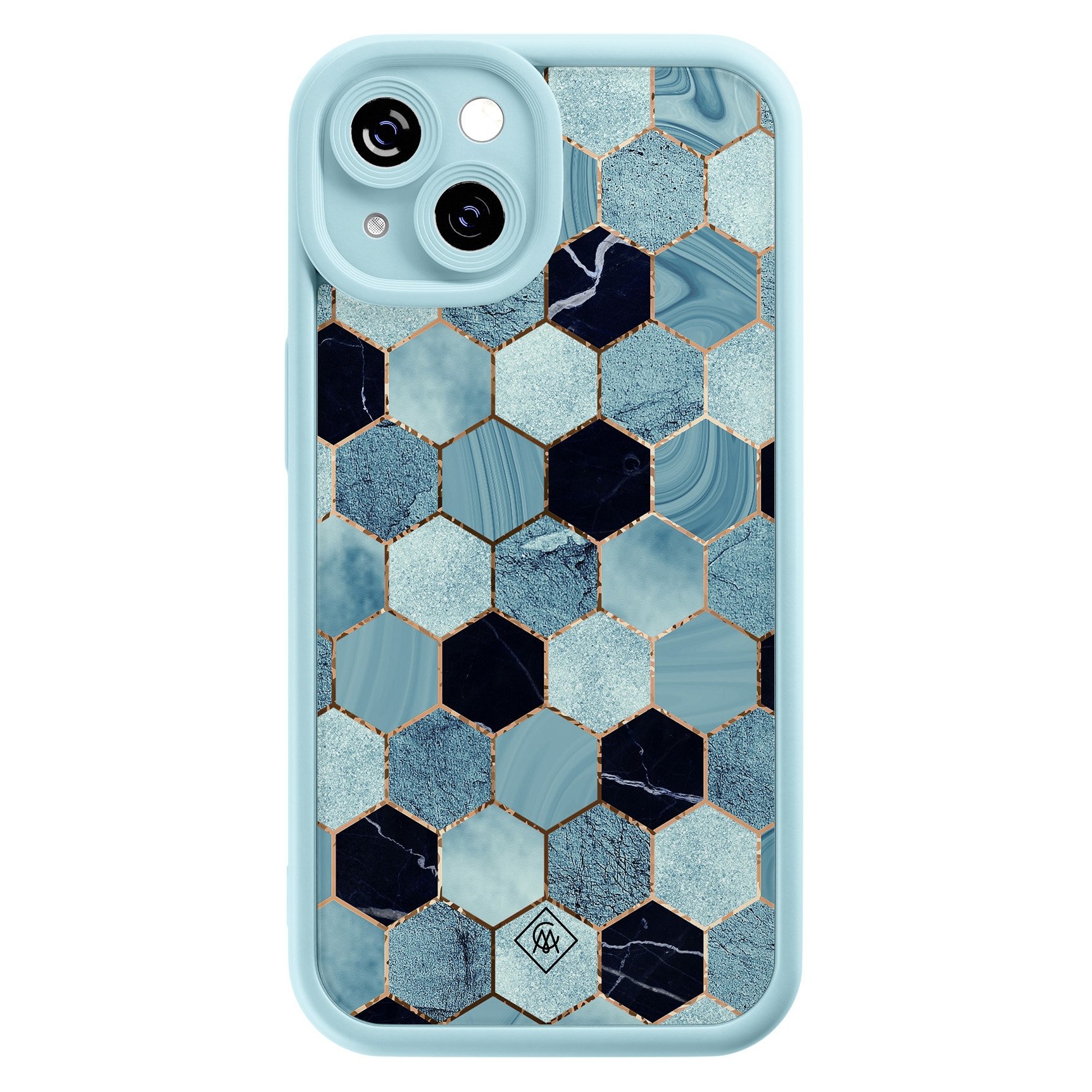 iPhone 13 blauwe case - Blue cubes