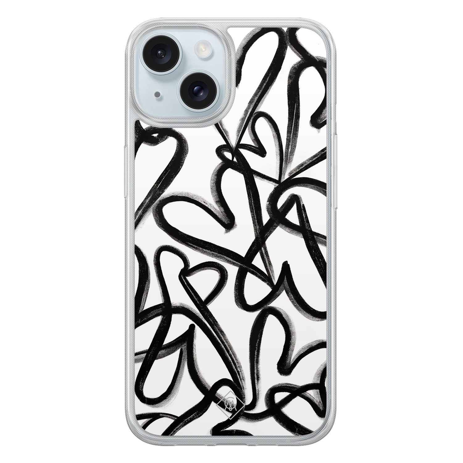 iPhone 15 hybride hoesje - Midnight hearts