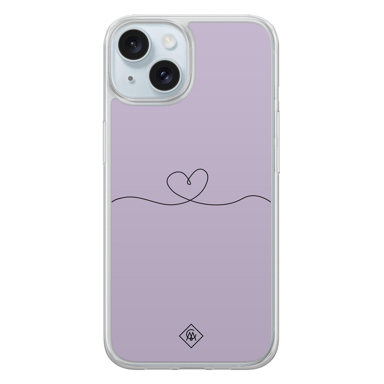 iPhone 15 hybride hoesje - Hart lila