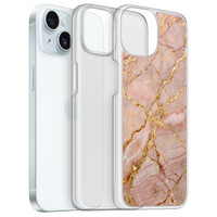Casimoda iPhone 15 hybride hoesje - Rose gold marble