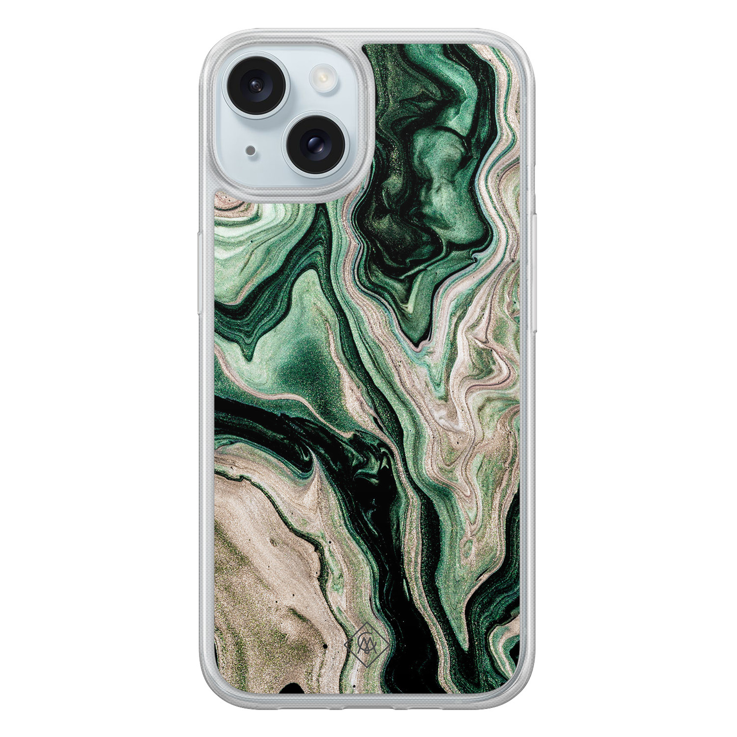 iPhone 15 hybride hoesje - Green waves