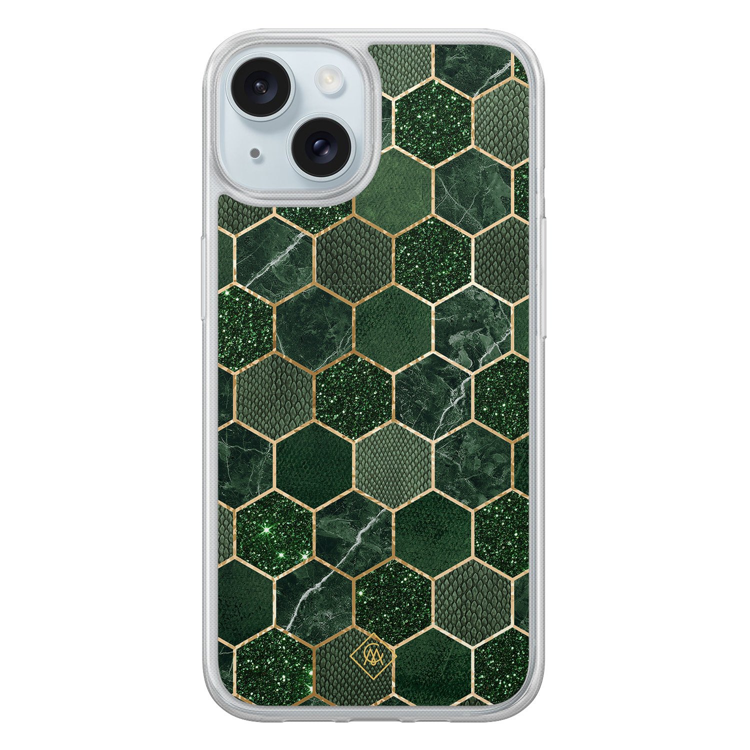 iPhone 15 hybride hoesje - Kubus groen