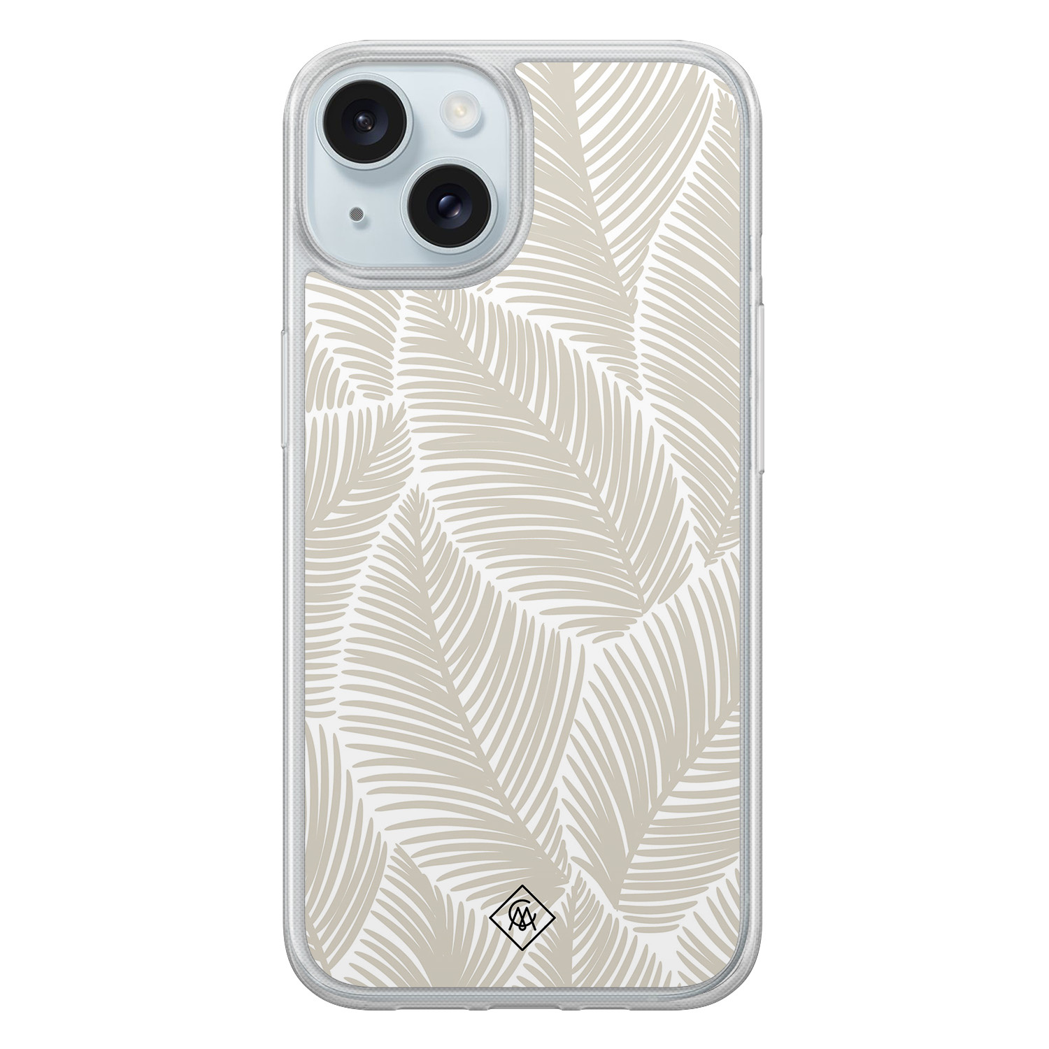 iPhone 15 hybride hoesje - Palmy leaves beige