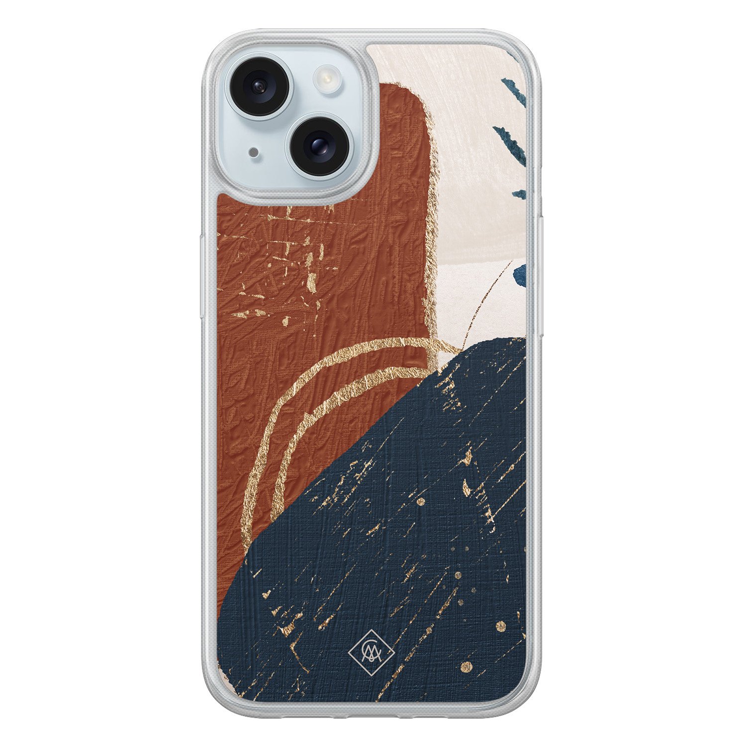 iPhone 15 hybride hoesje - Abstract terracotta