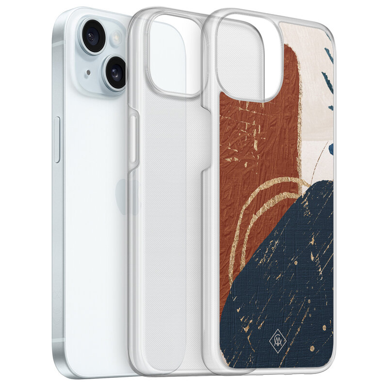 Casimoda iPhone 15 hybride hoesje - Abstract terracotta