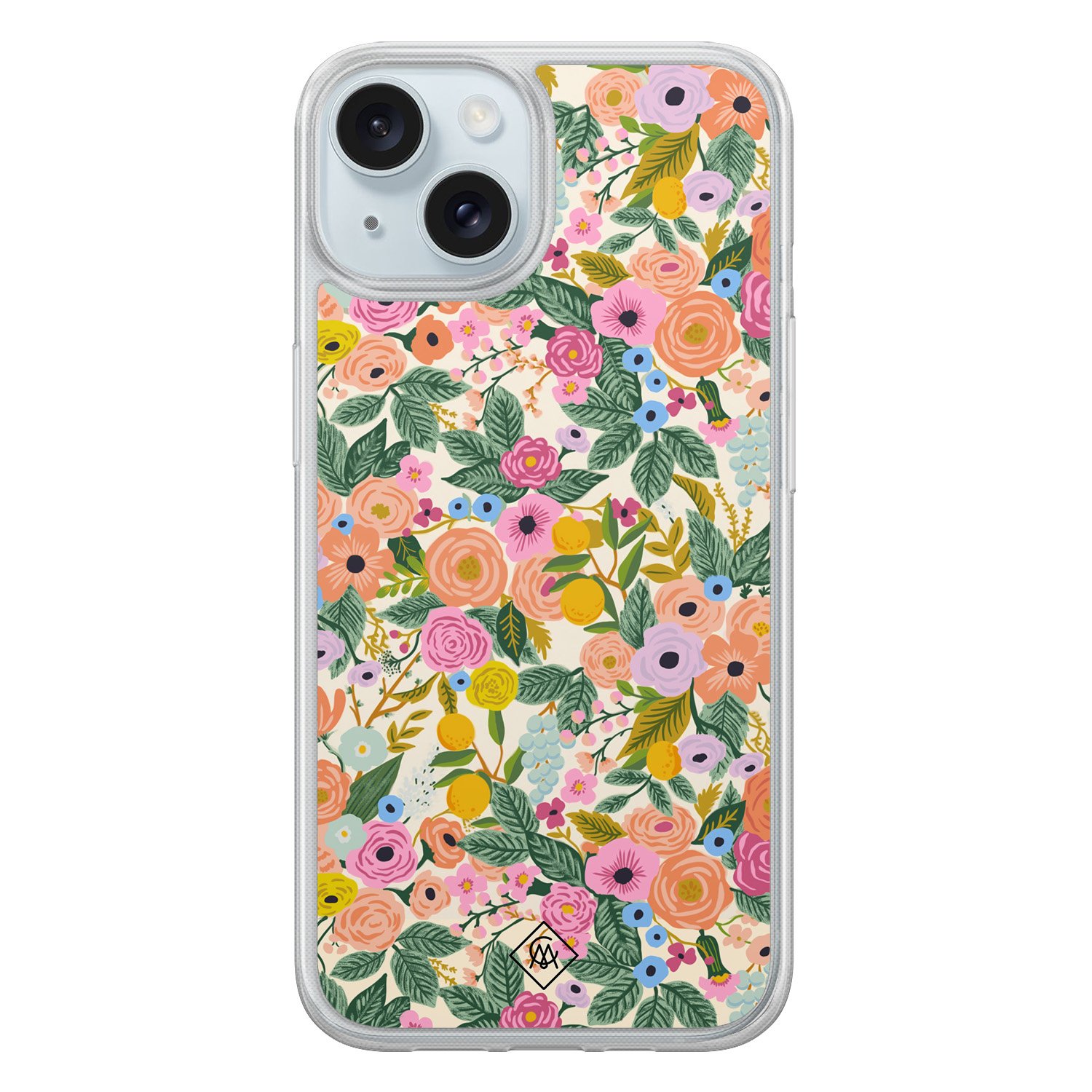 iPhone 15 hybride hoesje - Pink gardens