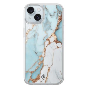 Casimoda iPhone 13 hybride hoesje - Marmer lichtblauw