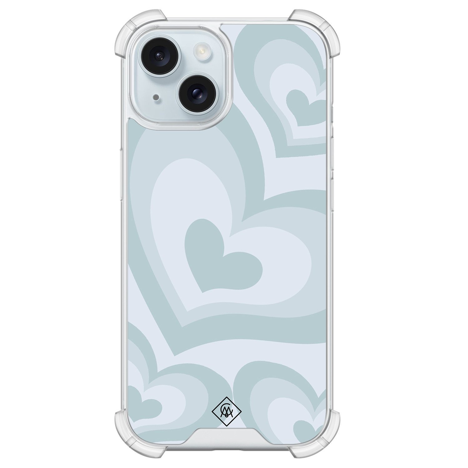 iPhone 15 shockproof hoesje - Hart blauw