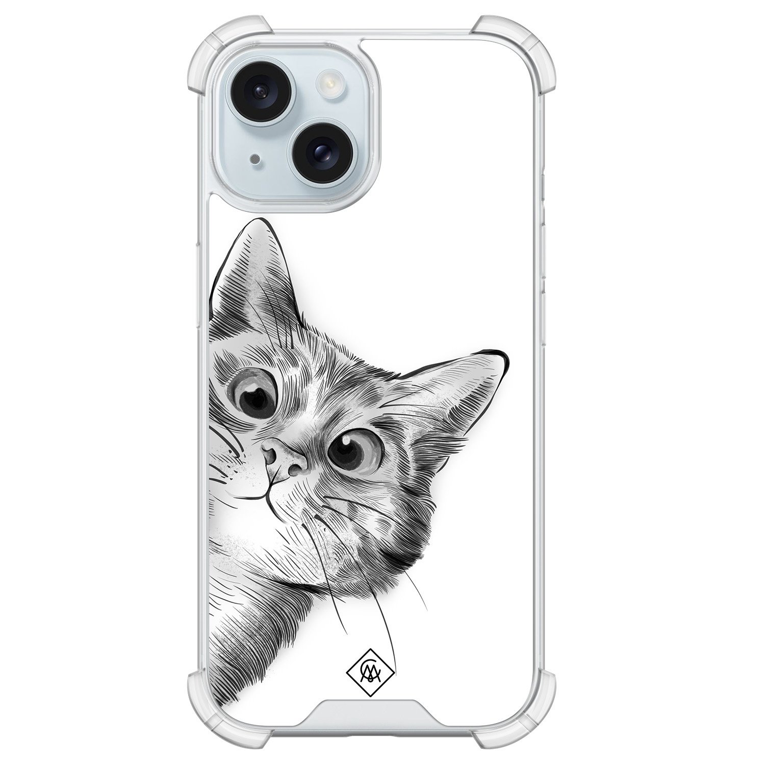 iPhone 15 shockproof hoesje - Kat kiekeboe