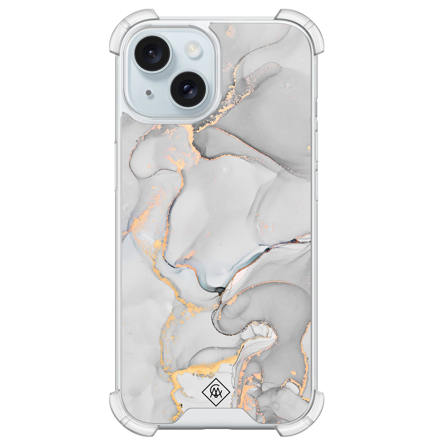 iPhone 15 shockproof hoesje - Marmer grijs