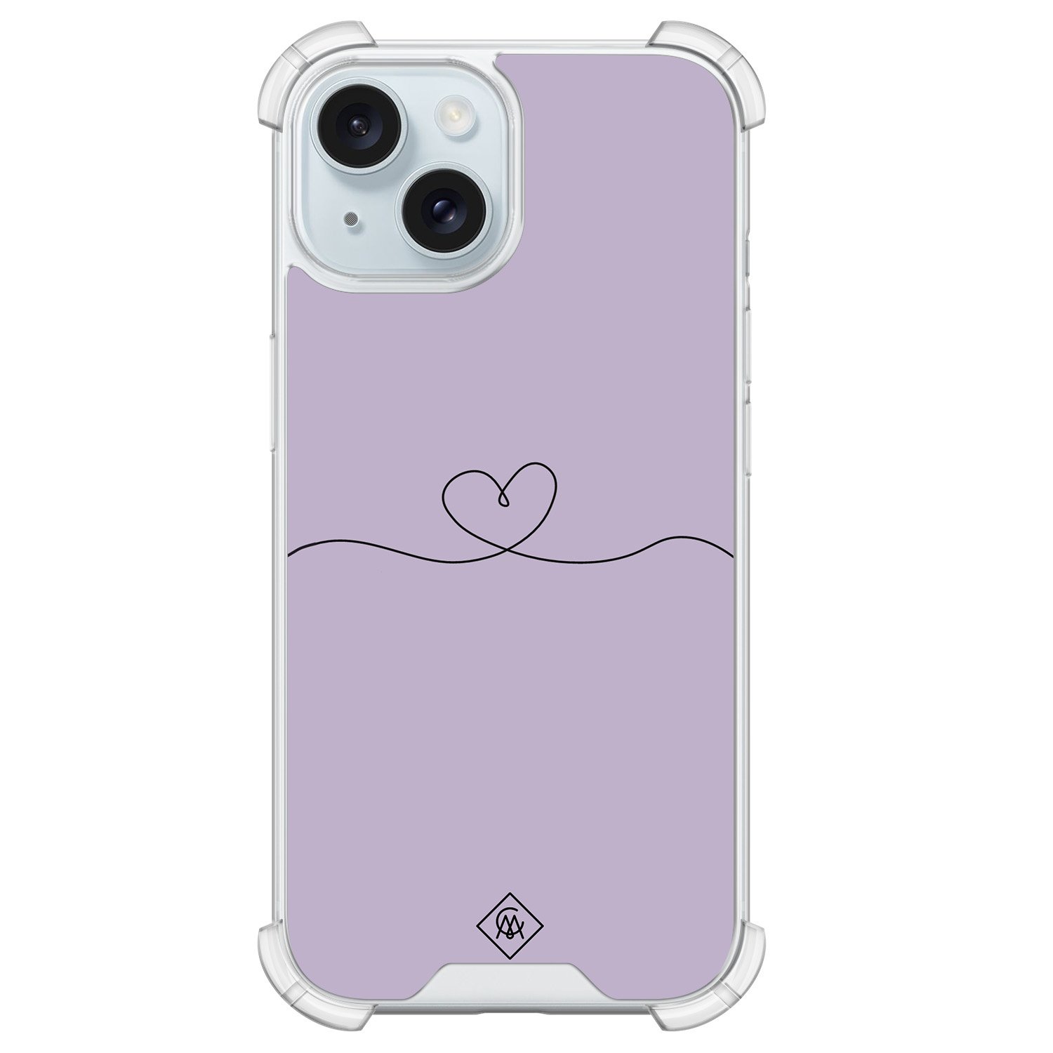 iPhone 15 shockproof hoesje - Hart lila