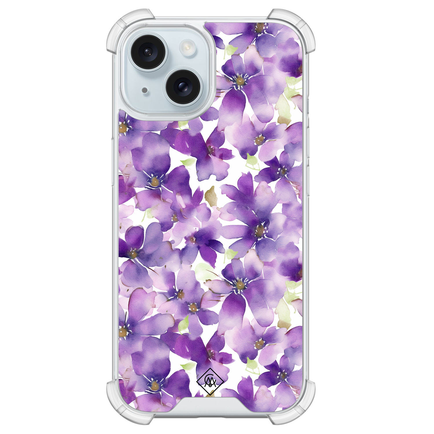 iPhone 15 shockproof hoesje - Floral violet