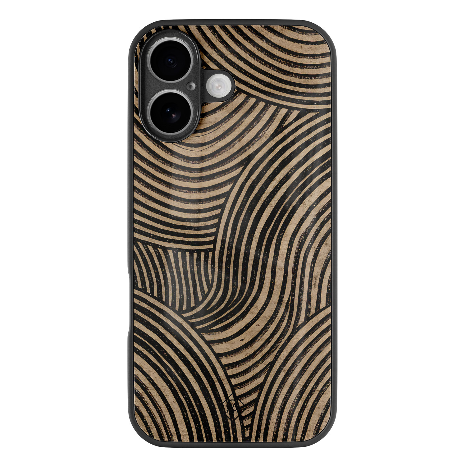 iPhone 16 glazen hardcase Ebony waves