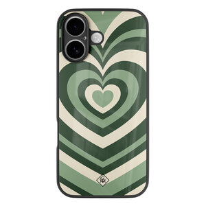 Casimoda iPhone 16 glazen hardcase - Hart swirl groen