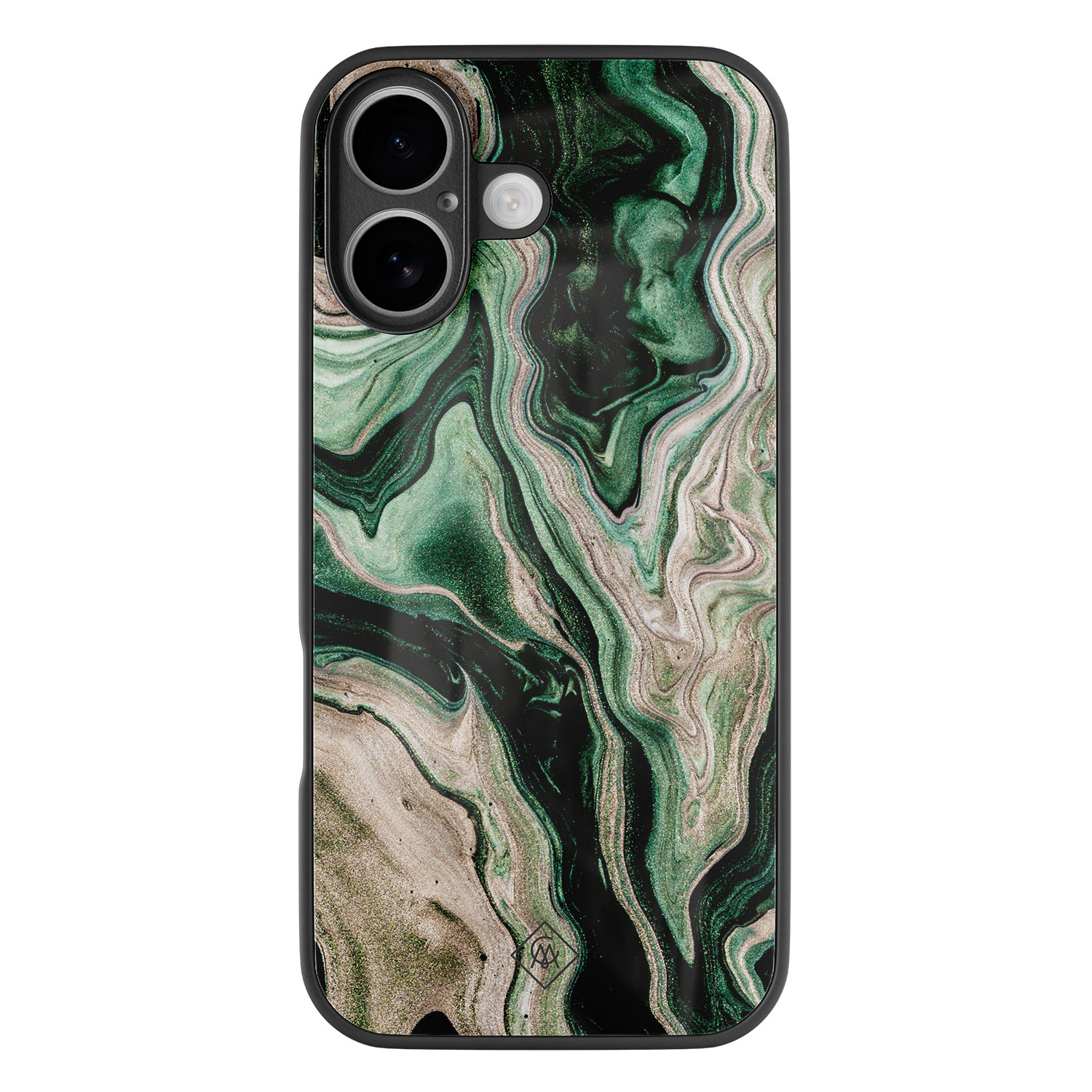 iPhone 16 glazen hardcase Green waves