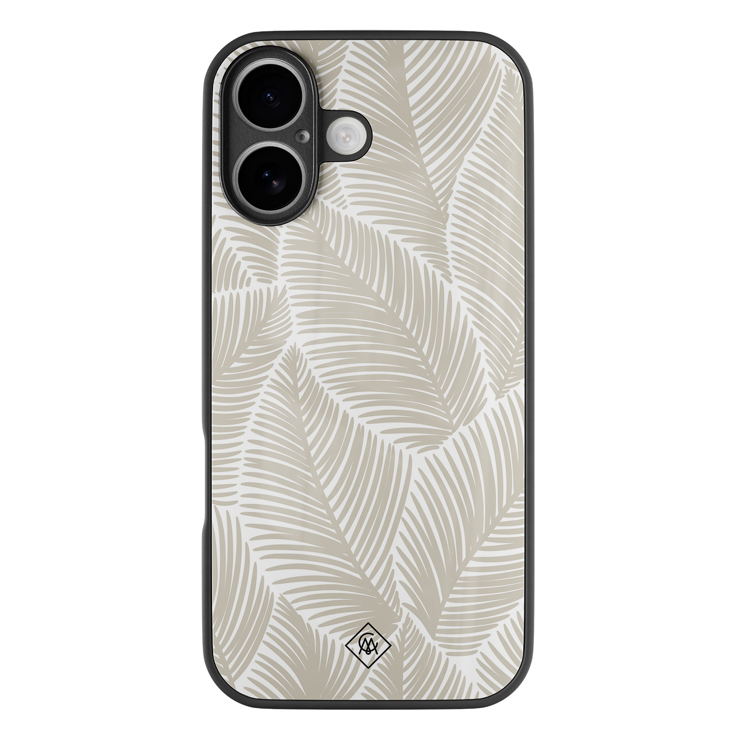 iPhone 16 glazen hardcase - Palmy leaves beige