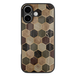 Casimoda iPhone 16 glazen hardcase - Kubus bruin groen