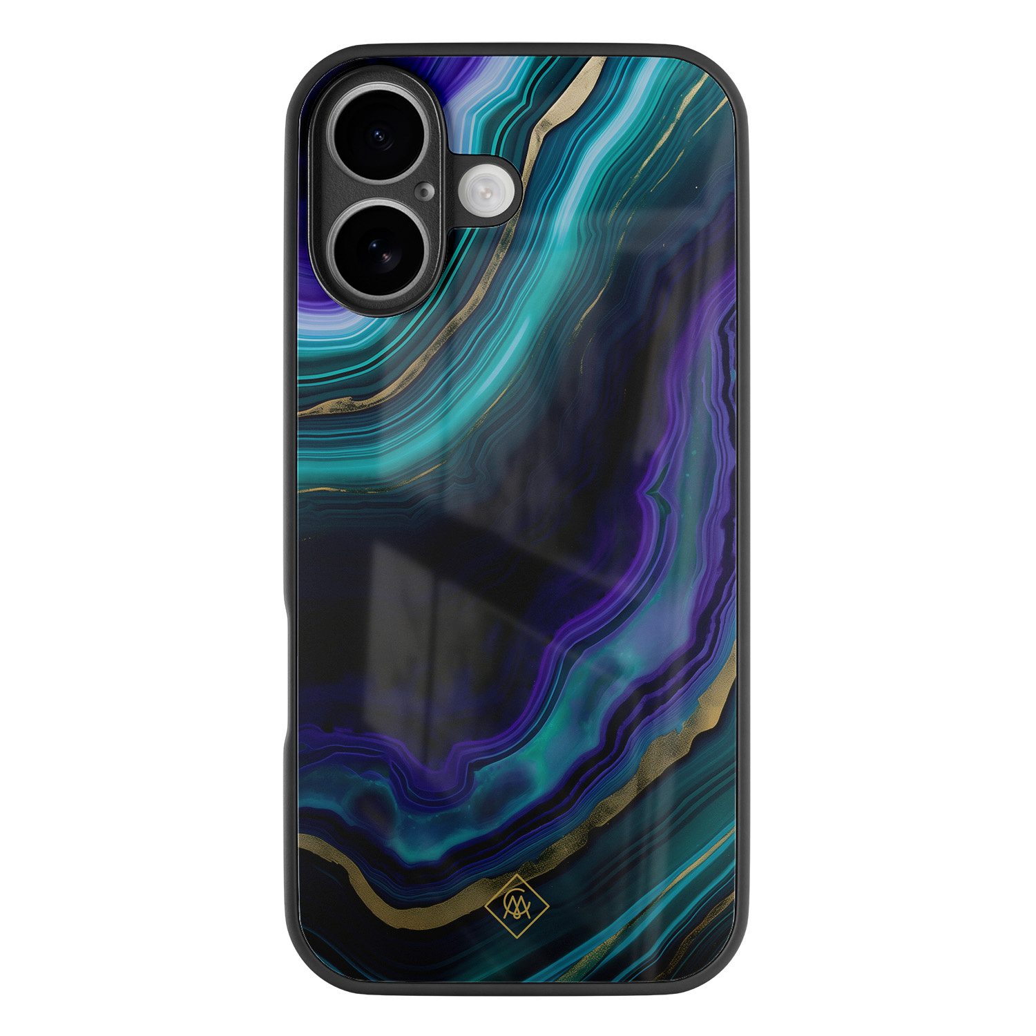 iPhone 16 glazen hardcase - Smaragd paars groen