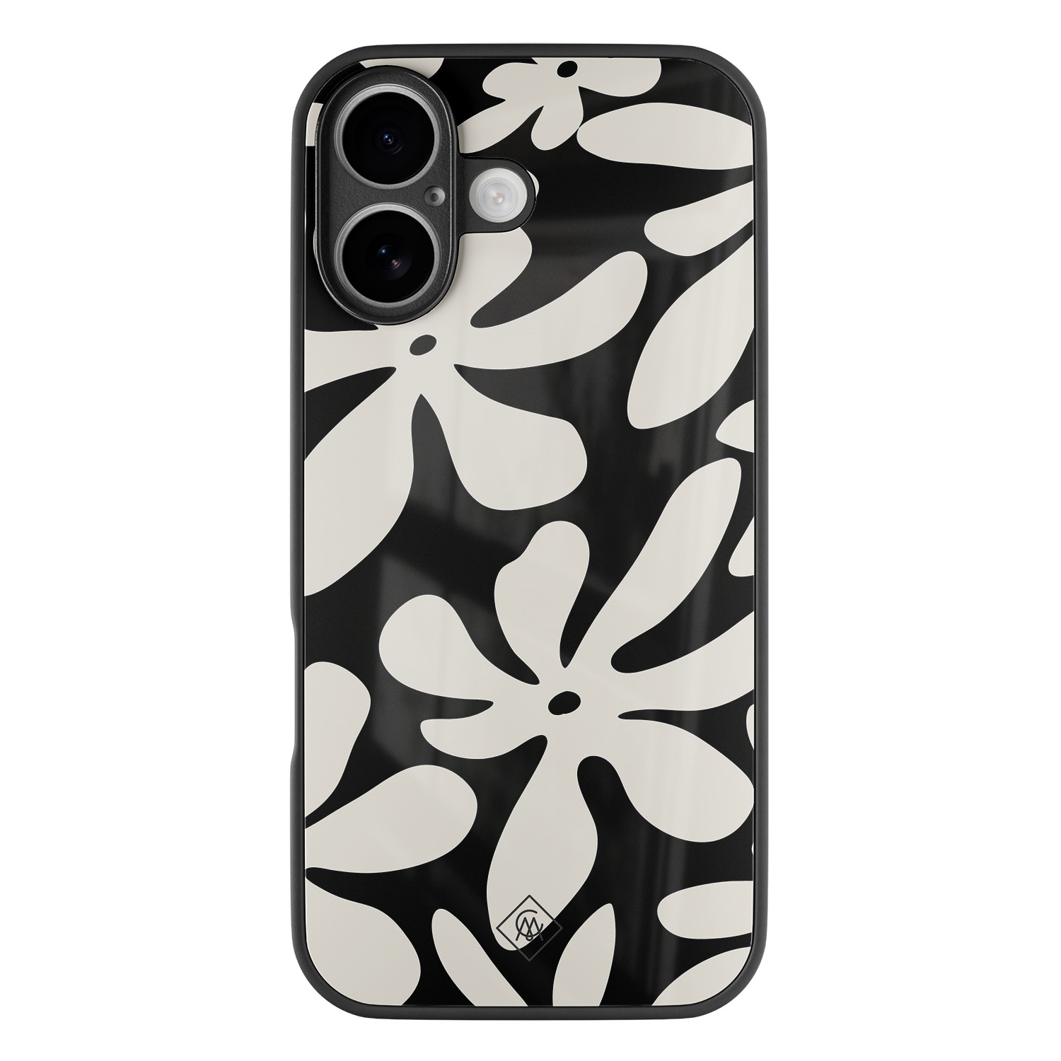 iPhone 16 glazen hardcase - Noir bloom