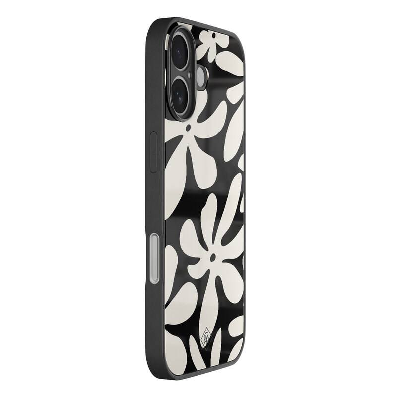 Casimoda iPhone 16 glazen hardcase - Noir bloom