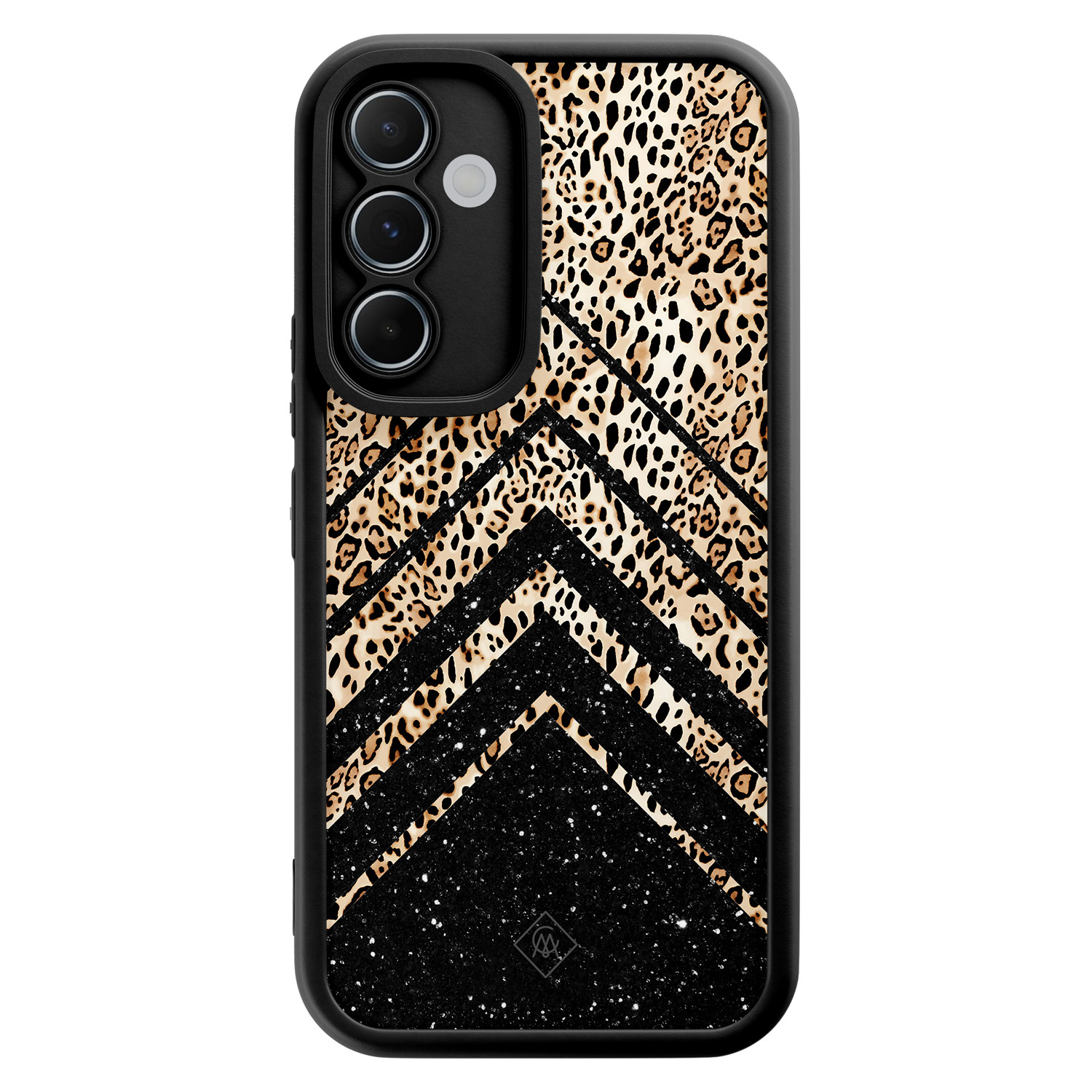 Samsung Galaxy A55 zwarte case Chevron luipaard