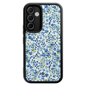 Casimoda Samsung Galaxy A55 zwarte case - Vintage blue floral