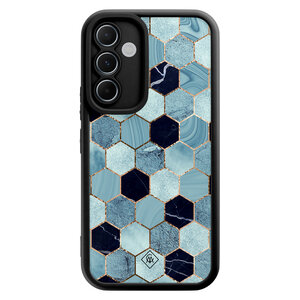 Casimoda Samsung Galaxy A55 zwarte case - Blue cubes