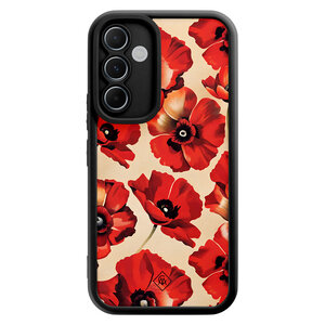 Casimoda Samsung Galaxy A55 zwarte case - Poppy flowers