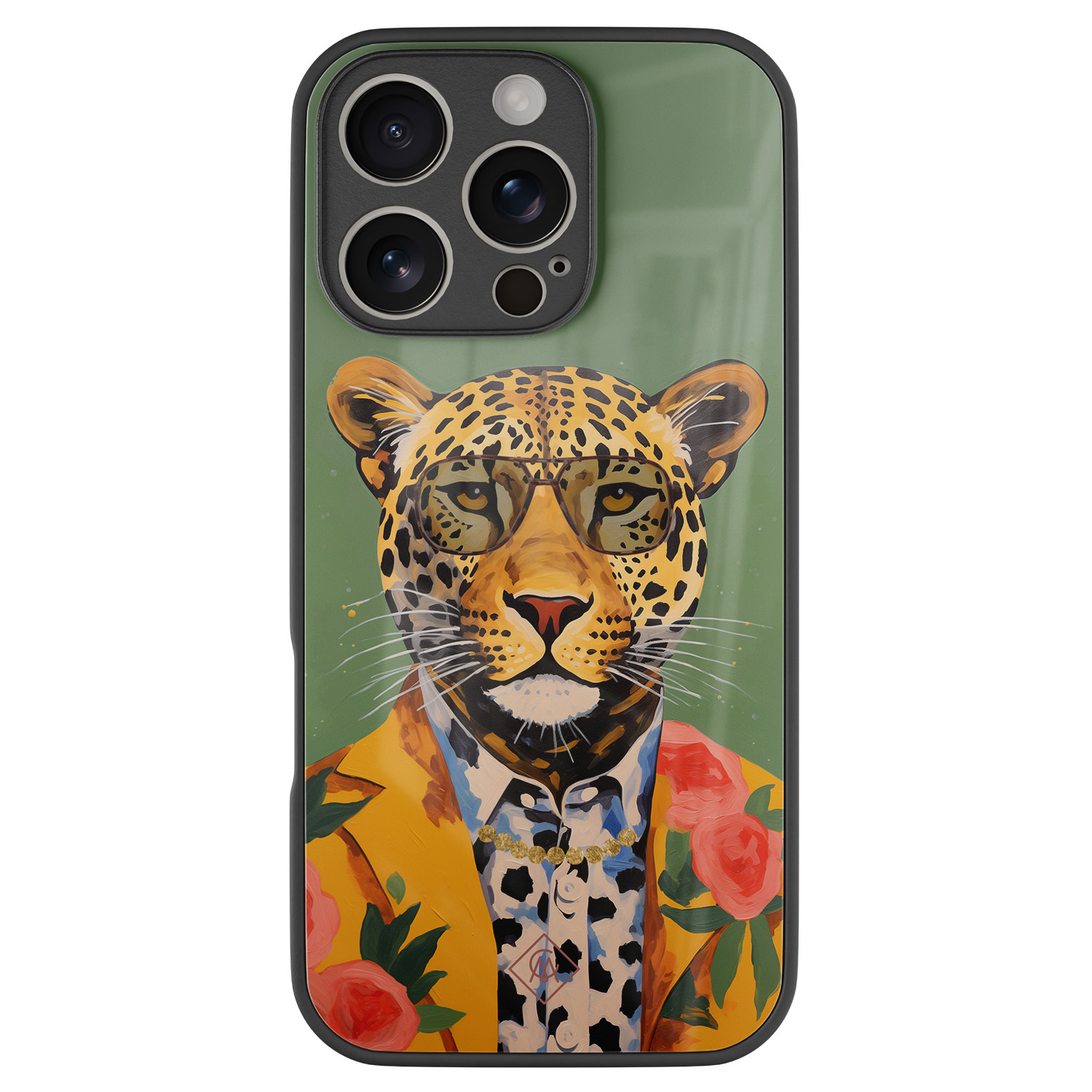 iPhone 16 Pro glazen hardcase Luipaard hipster