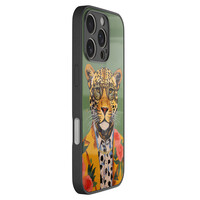 Casimoda iPhone 16 Pro glazen hardcase - Luipaard hipster