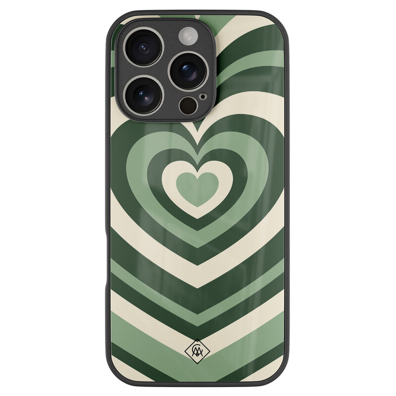 Casimoda iPhone 16 Pro glazen hardcase - Hart swirl groen