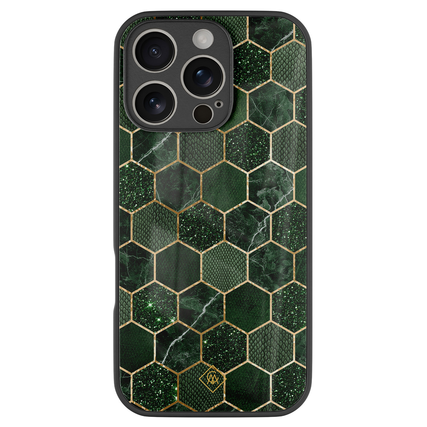 iPhone 16 Pro glazen hardcase Kubus groen