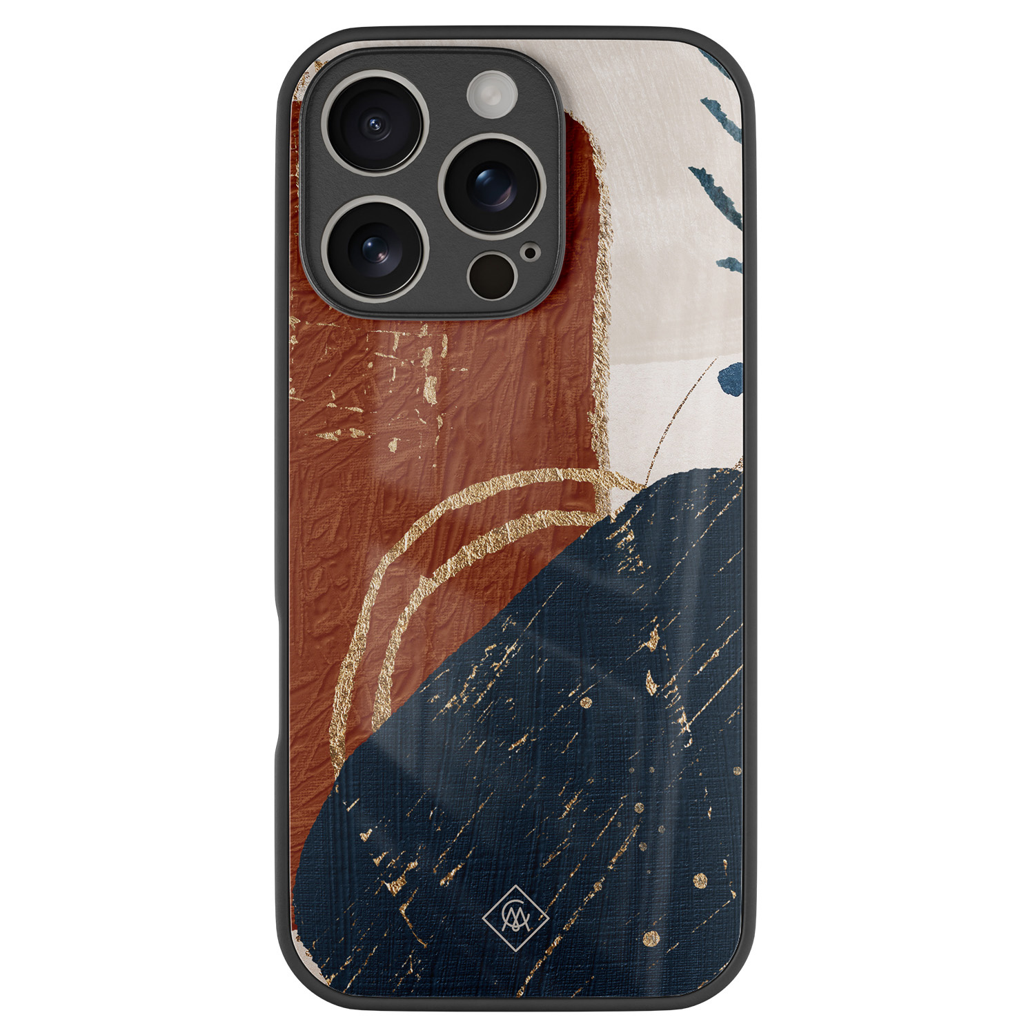 iPhone 16 Pro glazen hardcase Abstract terracotta