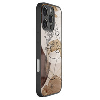 Casimoda iPhone 16 Pro glazen hardcase - Abstract gezicht bruin
