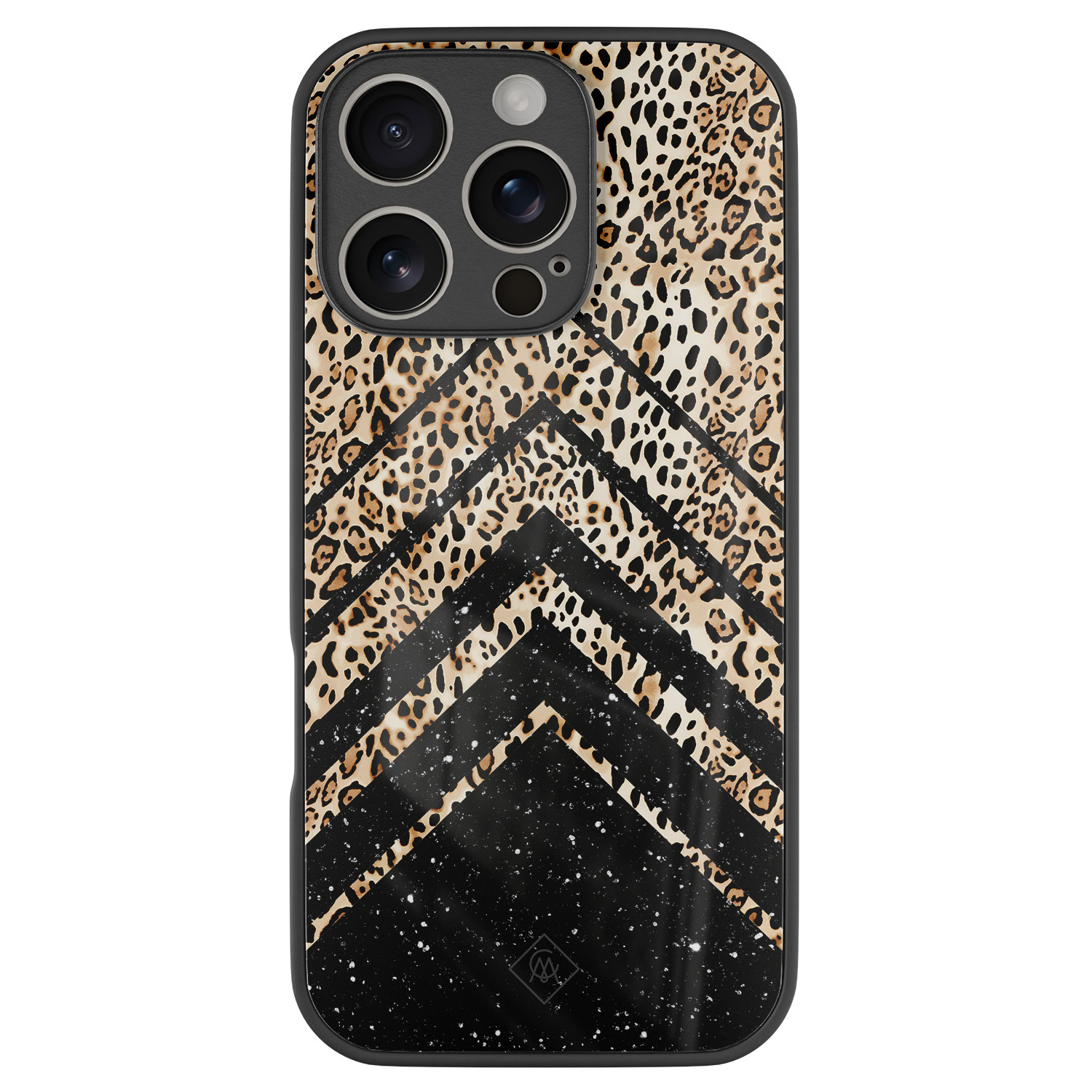 iPhone 16 Pro glazen hardcase Chevron luipaard