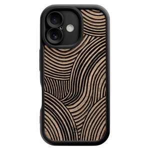 Casimoda iPhone 16 zwarte case - Ebony waves