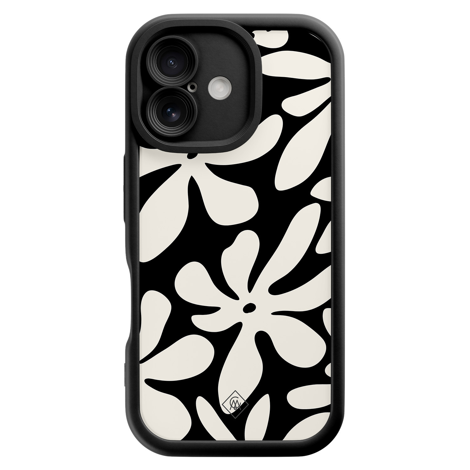 iPhone 16 zwarte case - Noir bloom