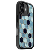 Casimoda iPhone 16 zwarte case - Blue cubes