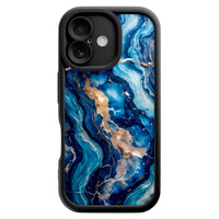 Casimoda iPhone 16 zwarte case - Ocean marble