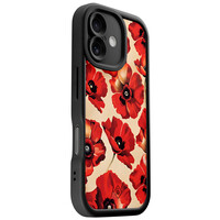 Casimoda iPhone 16 zwarte case - Poppy flowers