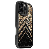 Casimoda iPhone 16 Pro zwarte case - Chevron luipaard