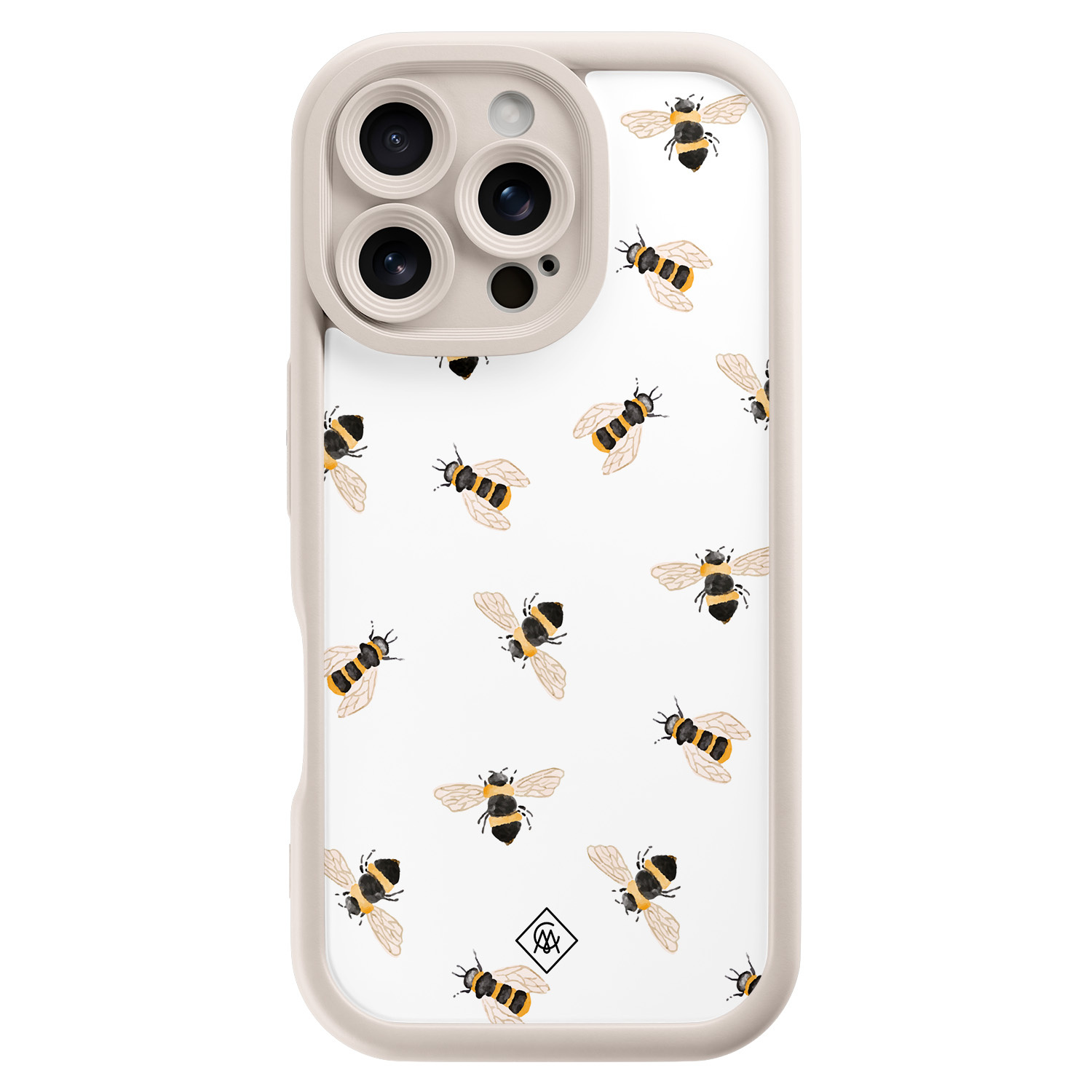 iPhone 16 Pro beige case Bee happy