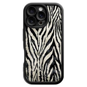 Casimoda iPhone 16 Pro zwarte case - Zebra safari