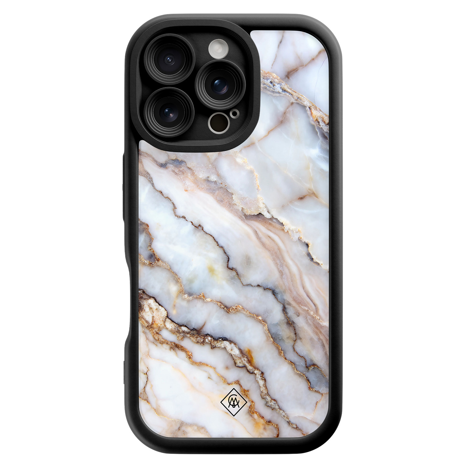 iPhone 16 Pro zwarte case - Marble dream