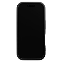 Casimoda iPhone 16 Pro zwarte case - Marmer lichtblauw