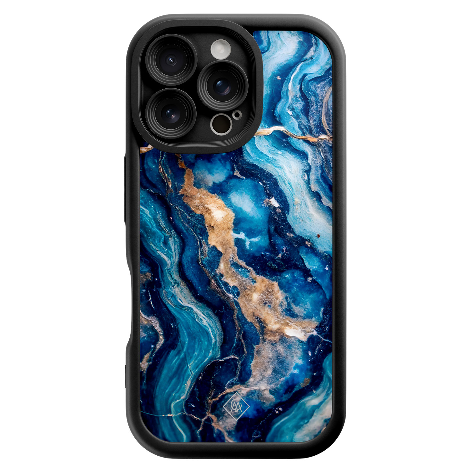 iPhone 16 Pro zwarte case Ocean marble
